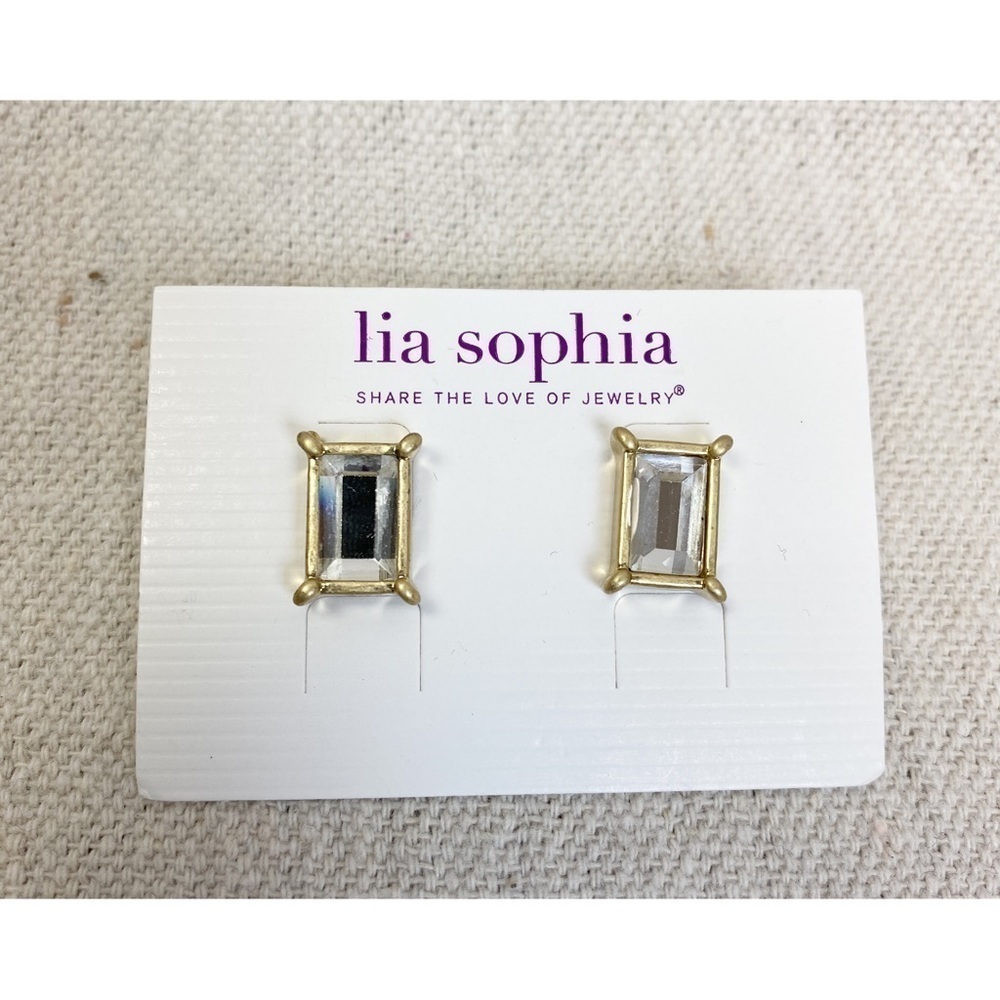 Lia Sophia Emerald cut clear rhinestone Earrings